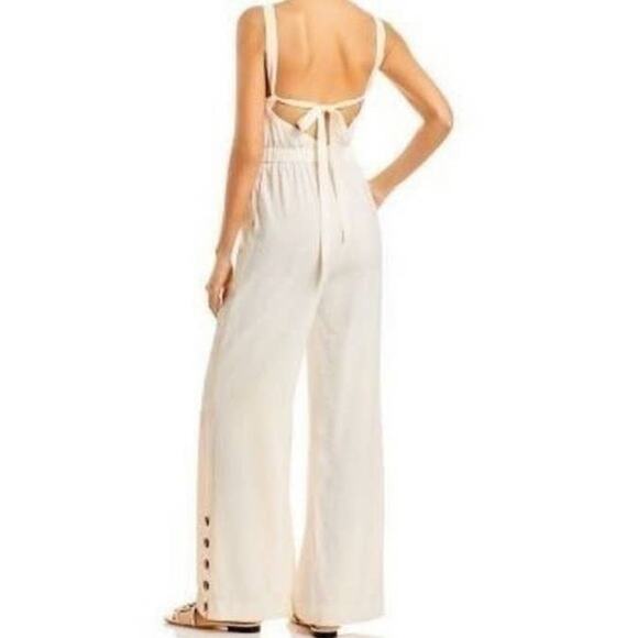 Jonathan Simkhai Serenity White Rayon/Nylon Halter Jumpsuit Size Small - Picture 5 of 13